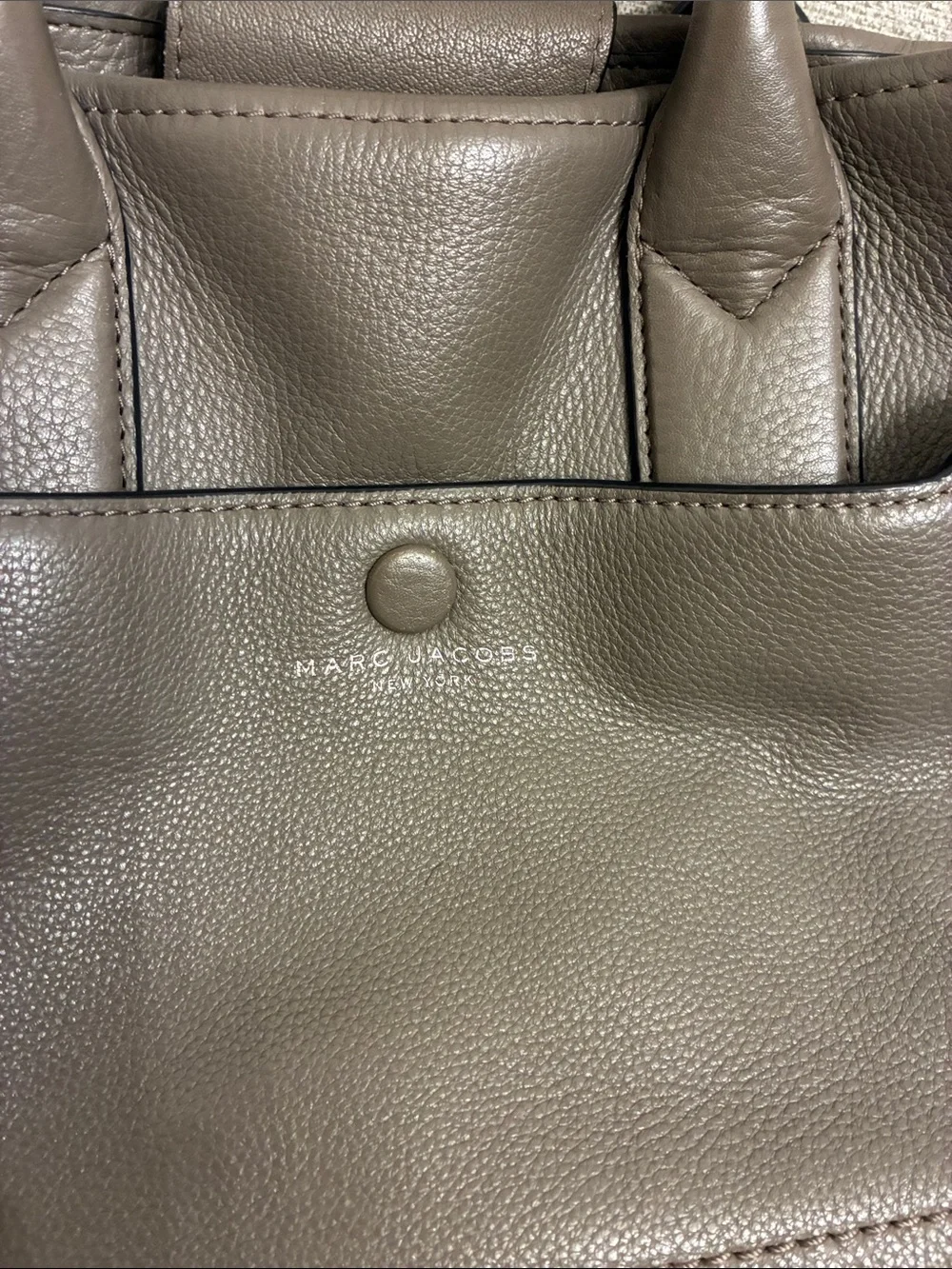 Marc Jacobs Gray Pebbled Leather Satchel with Detachable Strap